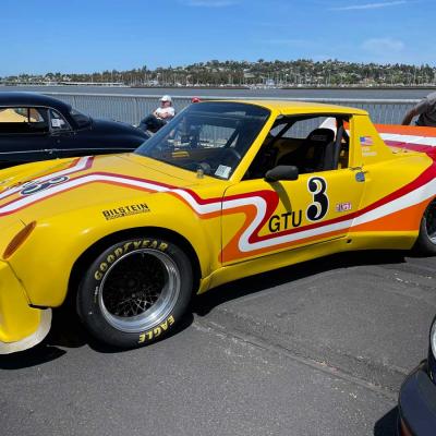 Funky yellow Vintage porsche at Luft 9
