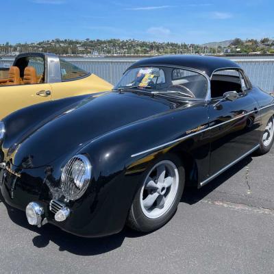Beautiful restored black vintage porsche at Luft 9